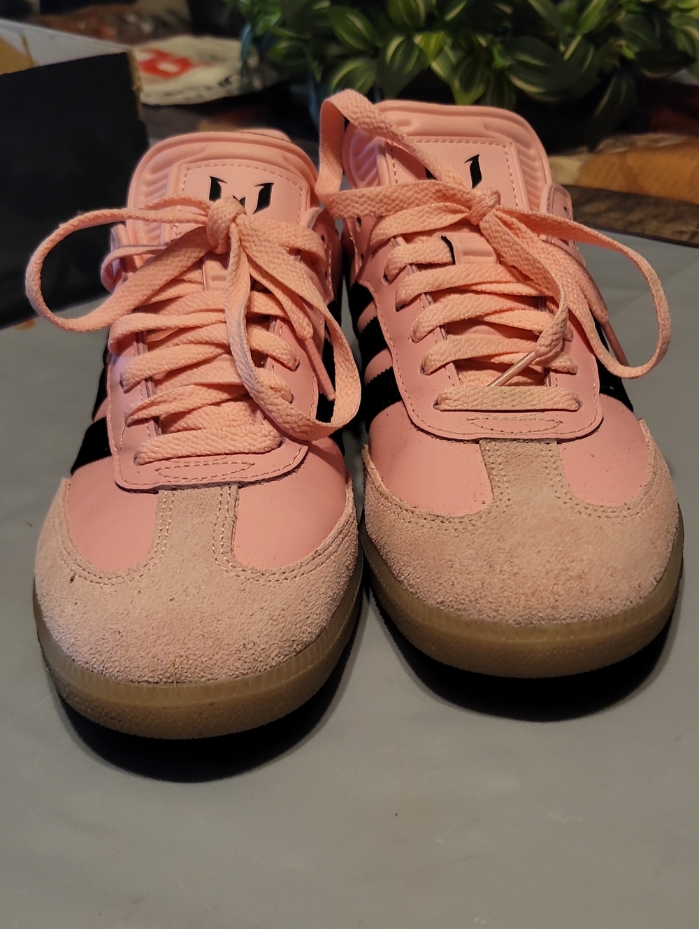 adidas Pink Suede & Leather Low-Top Sneakers with Black Stripes